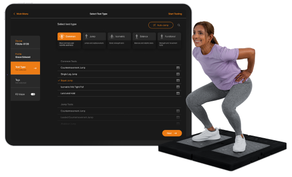 VALD Hub Tablet App mit Force-Plate-Testung